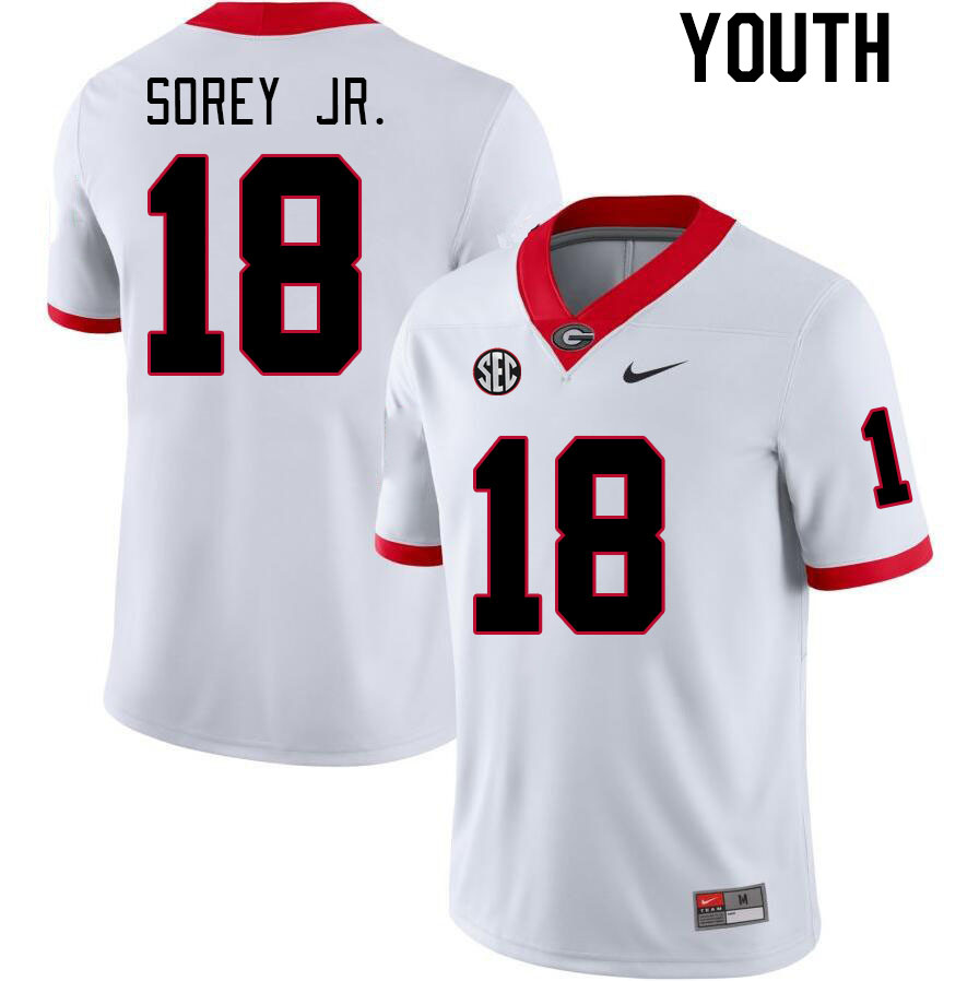 Georgia Bulldogs Youth Xavian Sorey Jr. #18 White Stitched College UGA Football Jersey 23XP010QH